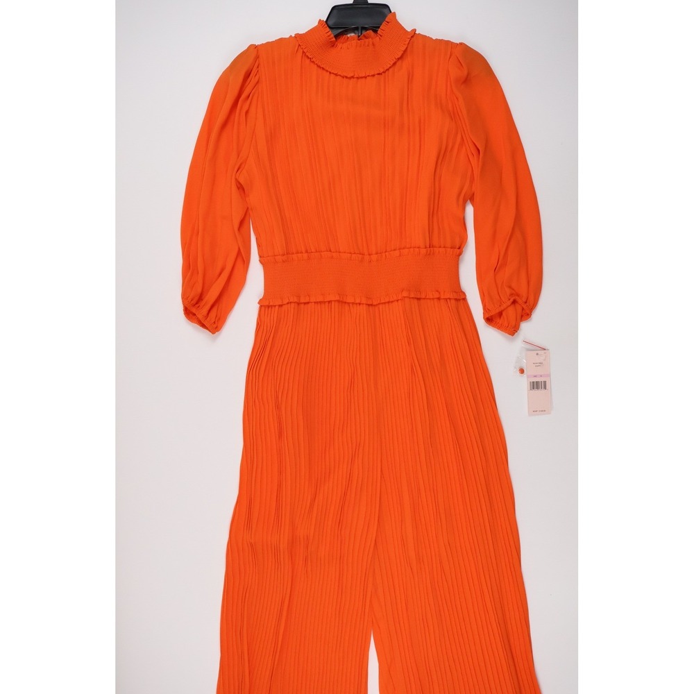 Nanette Lepore Pleated Smocked Waist Jumpsuit Poppy Orange 10 NWT $168 MSRP